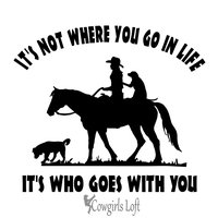 Cowgirl Riding Horse with Dogs Decal