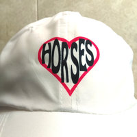 I HEART HORSES Cap, Love Horses Hat, White Polyester Cap with Plastic slide buck