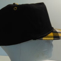 New Otto Cap Hat Black with Yellow Plaid Bill side view