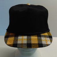 New Otto Cap Hat Black with Yellow Plaid Bill front view