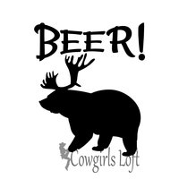 Bear decal with antlers = BEER