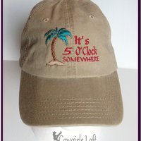 Khaki embroidered It's 5 O'clock baseball cap