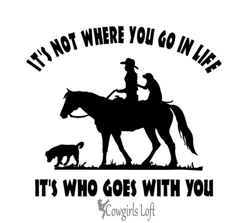 Cowgirl Riding Horse with Dogs Decal