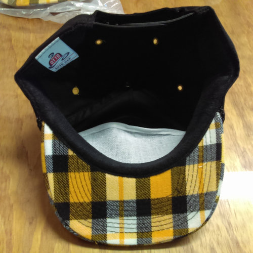 New Otto Cap Hat Black with Yellow Plaid Bill under bill
