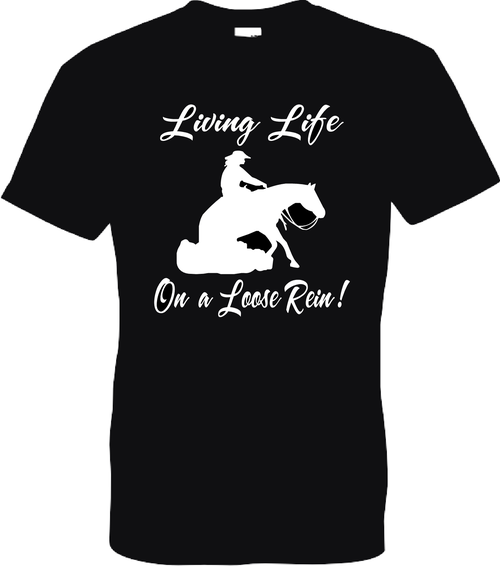 Black tshirt - living life on a loose rein