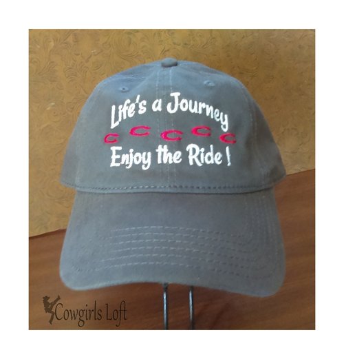 Embroidered cap Life's a Journey enjoy the ride! front