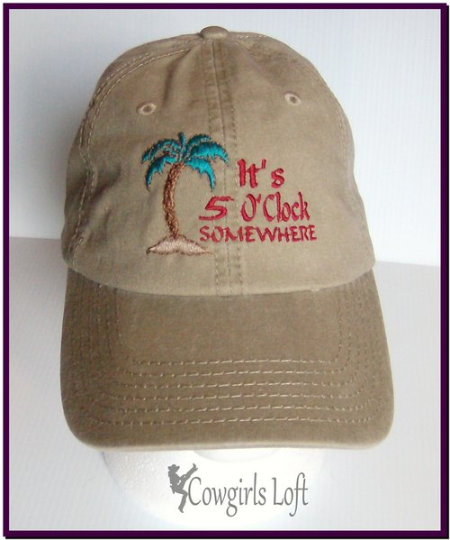 Khaki embroidered It's 5 O'clock baseball cap