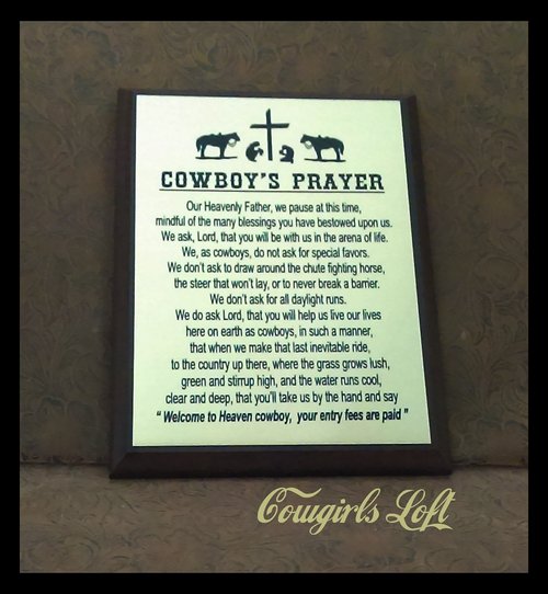 Cowboys Prayer Plaque from Cowgirls Loft