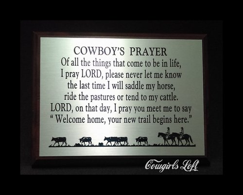 Cowboy Prayer plaque by K. Miller Cowgirls Loft