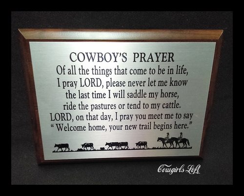 Cowboy Prayer plaque by K. Miller Cowgirls Loft
