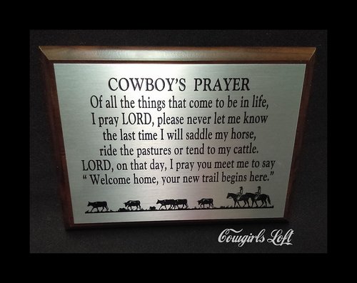 Cowboy Prayer plaque by K. Miller Cowgirls Loft