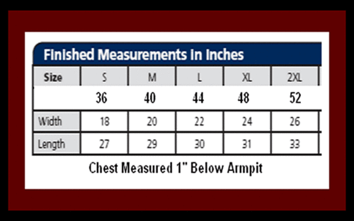 T-Shirt Size Chart