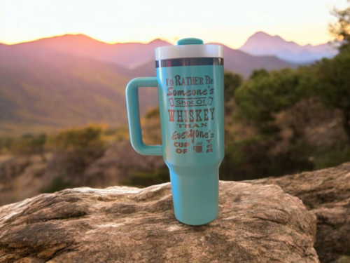 Engraved 40 oz large tumbler with handle - Free Shipping