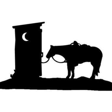 Outhouse with Trail Riding Western Horse Decal Vinyl