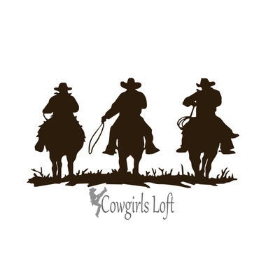 THREE COWBOYS Western Horses Decal