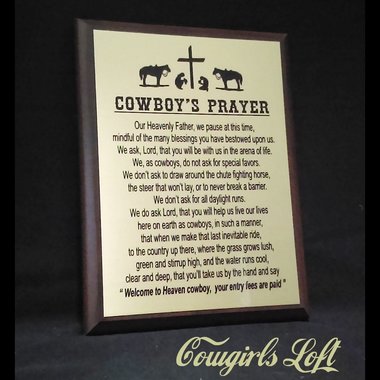 Cowboys Prayer Plaque from Cowgirls Loft