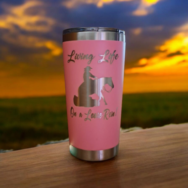 Pink Living Life Loose Rein - 20 oz Tumbler - Free Shipping