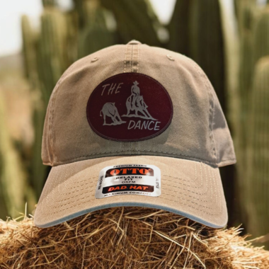 Cutting Horse patch hat - The Dance - khaki cotton prewashed cap - cutting horse and cow